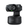 A black AI-Powered 4K Dual-Camera PTZ webcam with a round lens and green indicator light.