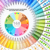 A circular display of 168 high-gloss acrylic marker pens in various colors arranged radially.