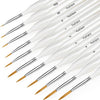 A set of professional miniature paint brushes with numbered handles and tapered tips.