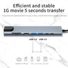 Silver 8-in-1 USB-C hub featuring ports for keyboard, mouse, U disk, mobile hard disk, and other devices.