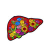 Enamel pin featuring a vibrant floral design with various colored flowers and leaves.