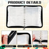 A black A5 sticker organizer binder with clear storage pockets and a zipper design