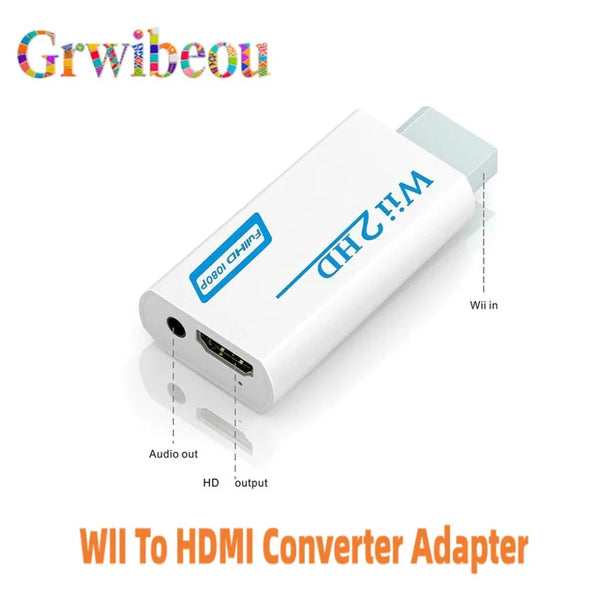 A white Wii to HDMI converter adapter device.