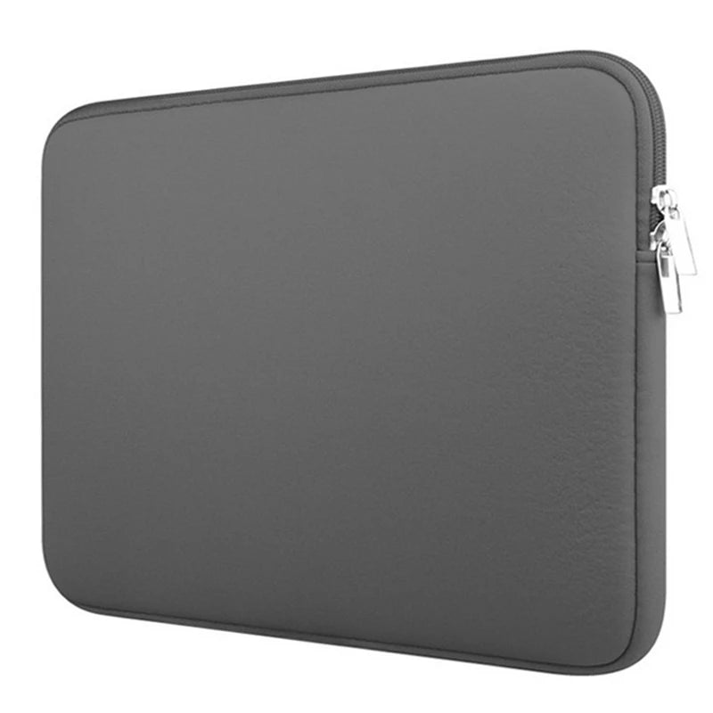 A gray protective sleeve or briefcase for a laptop or tablet.