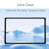 A close-up view of a tablet screen protected by an Ultra Clear tempered glass screen protector.
