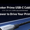 Anker Prime USB-C Kabel mit weißem Stecker und schwarzem geflochtenem Kabel vor dunklem Hintergrund