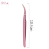 A long, slender pink precision tweezer used for nail art and eyelash extensions.