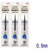 Three packs of UniBall ZENTO precision gel pens with 0.5mm tips and quick-drying ink.