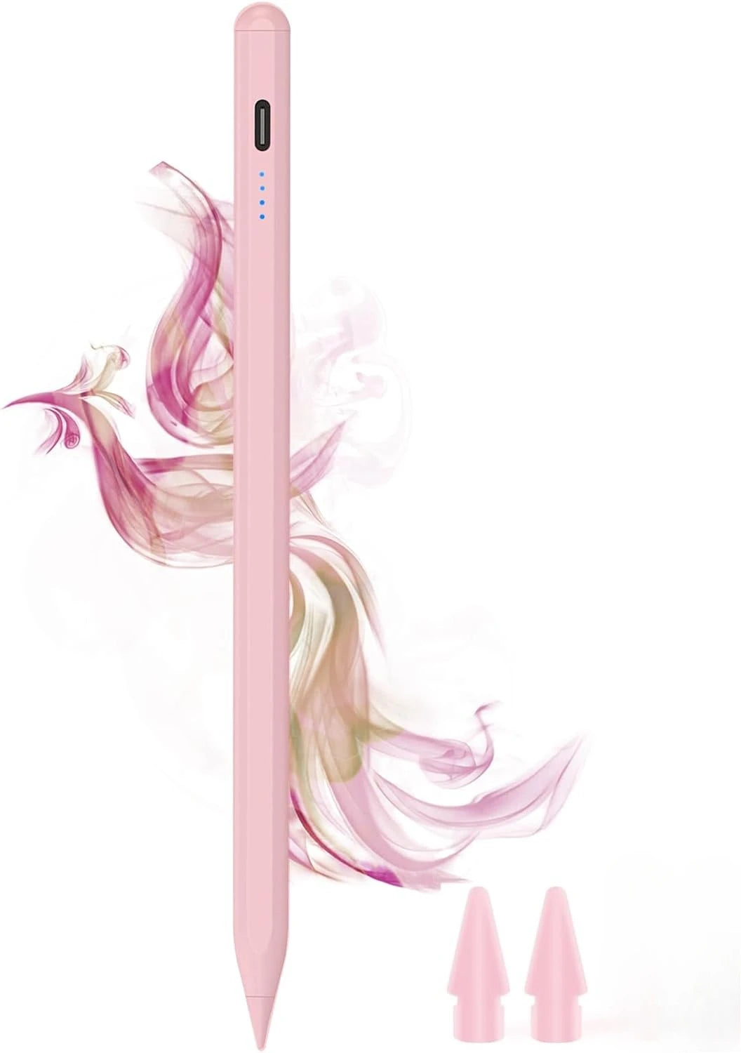A pink precision stylus is shown with swirling purple and green smoke effects.