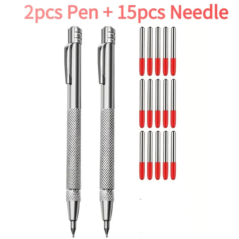A set containing two pens and fifteen needles for precision carbide tip scribing.