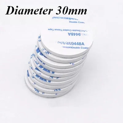 A stack of white double-sided foam mounting tape rolls with a diameter of 30mm.