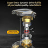 Close-up view of a super-linear dynamic driver assembly for in-ear monitors showing various components and gold accents