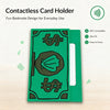 A green card holder designed for banknotes, featuring an NFC compatible card and slim fit.