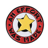 An effort was made enamel pin lapel badge jewelry with a star design on a red and white circular background