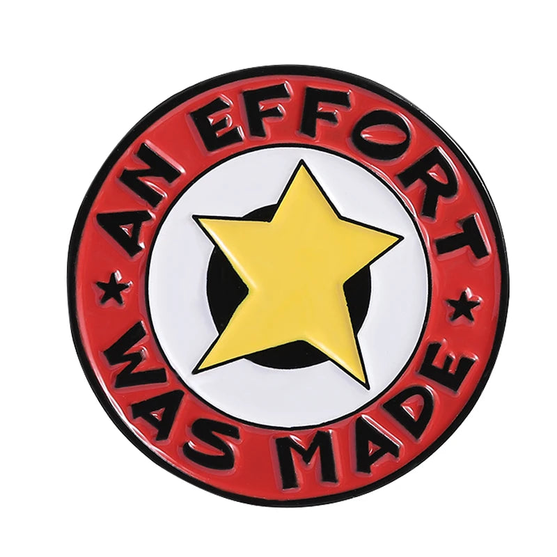 An effort was made enamel pin lapel badge jewelry with a star design on a red and white circular background