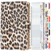 Leopardenmuster-Budgetplaner mit Lederhülle und klaren Plastiktaschen.