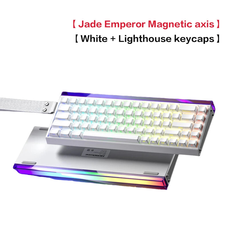 Clavier mécanique avec touches blanches et phare de pilon magnétique jade empereur.