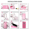 Installation guide showing steps to install a clear shockproof case on an iPhone.