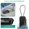 A black portable combination lock box with an all-round waterproof seal ring is shown next to water splashing.