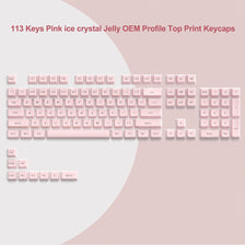 Ensemble de 113 keycaps en glace rose pour claviers mécaniques.
