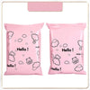 Two pink reusable plastic mailing bags featuring a cloud and bear design.