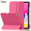 A pink Tzion universal protective case for an iPad, showing the front and back covers.