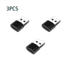 Three black USB to USB-C adapters for fast charging and data transfer