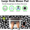 A laptop is placed on an XXL pet paw print desk mat, demonstrating the mouse pad's surface.