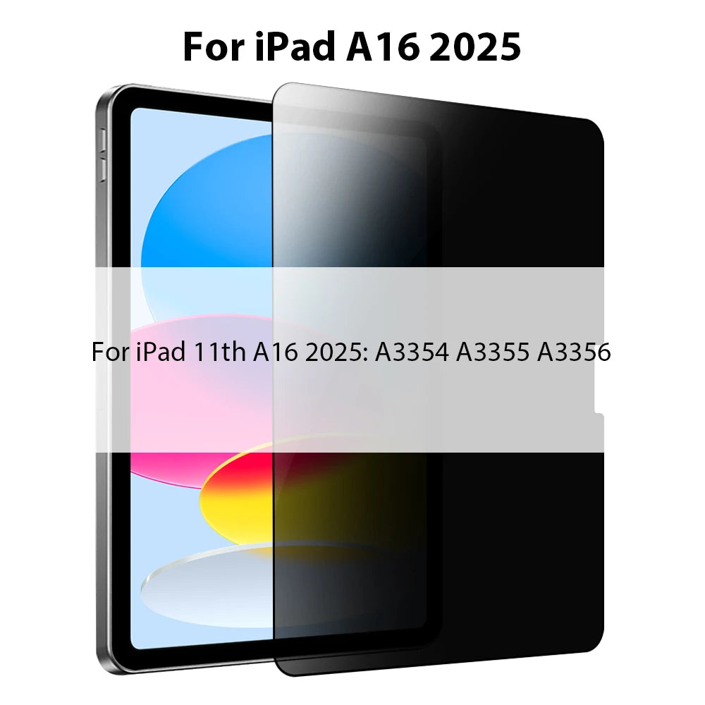 Privacy tempered glass screen protector for iPad A16 2025 and iPad 11th A16 2025 models