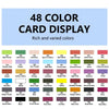 A display of 48 color card displays showing various shades of green, yellow, orange, red, and blue.