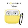 Yellow silicone protective case with keychain for AirPods Pro 3 earbuds