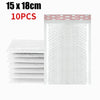 A stack of 10 self-sealing pearl film bubble shipping bags, white and translucent.