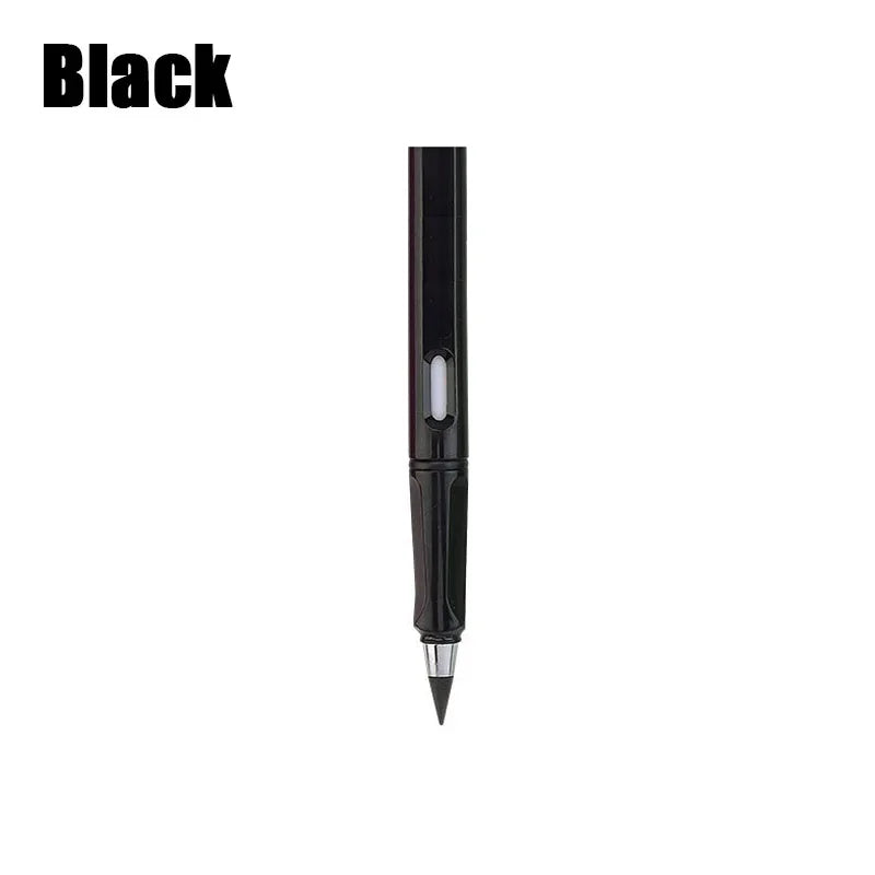 Un crayon à écrire illimité noir, montré verticalement.