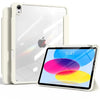 A white hybrid protective case for an iPad, showing the tablet and a separate pencil holder.