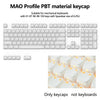 A set of white cat-themed shine-through keycaps for mechanical keyboards