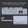 A display showing various R4, R3, R2, and R1 profile keycaps for a mechanical keyboard.