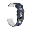 A dark blue silicone watch band for a smartwatch, shown from the side.