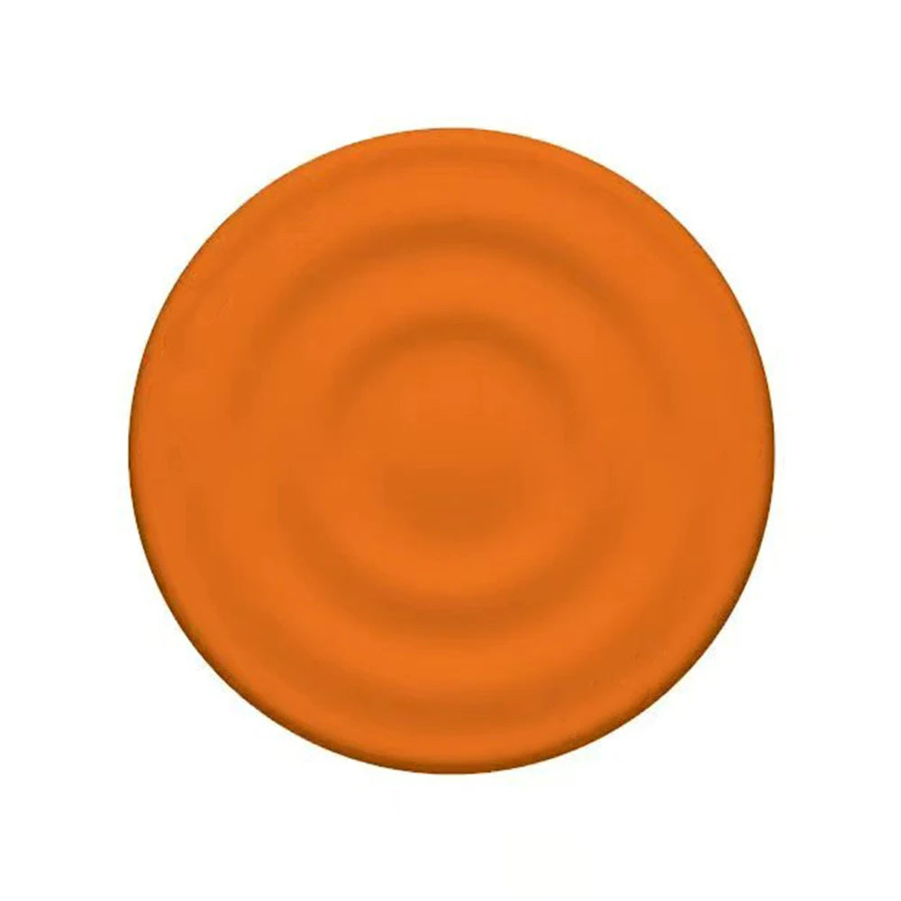 A round, orange silicone ripple grip magnetic phone stand.