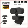 A black 1080p FHD webcam with a built-in microphone and mounting bracket.