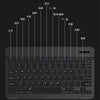 A close-up view of a black 10-inch Bluetooth keyboard and mouse combo with various function keys.