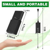 A black portable laptop charger with a flexible cord is shown next to a hand, highlighting its small and portable design.