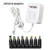 A set of 24V1A+8 DC switching power adapters and various connectors.
