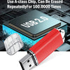 A red metal USB flash drive is shown next to a disassembled A-class chip and a USB 2.0 card.