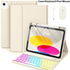 A beige multi-function case for an iPad showing the tablet, keyboard, pen, and mouse accessories.