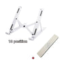 White foldable adjustable laptop stand with ten positions and an included mounting plate