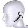 A white head model shows a professional wireless Bluetooth earphone with a black cable connected to the ear.