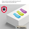 A set of SanDisk SecureSecure software and multiple colored SanDisk SecureAccess flash drives displayed on a white surface.