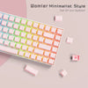 A translucent pink jelly keycaps set for mechanical keyboards displayed on a light background.