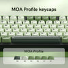 A close-up view of MOA Profile keycaps, showing various colored and profile mechanical keyboard keys.
