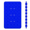 A blue double-sided silicone phone mount grip with multiple circular holes.